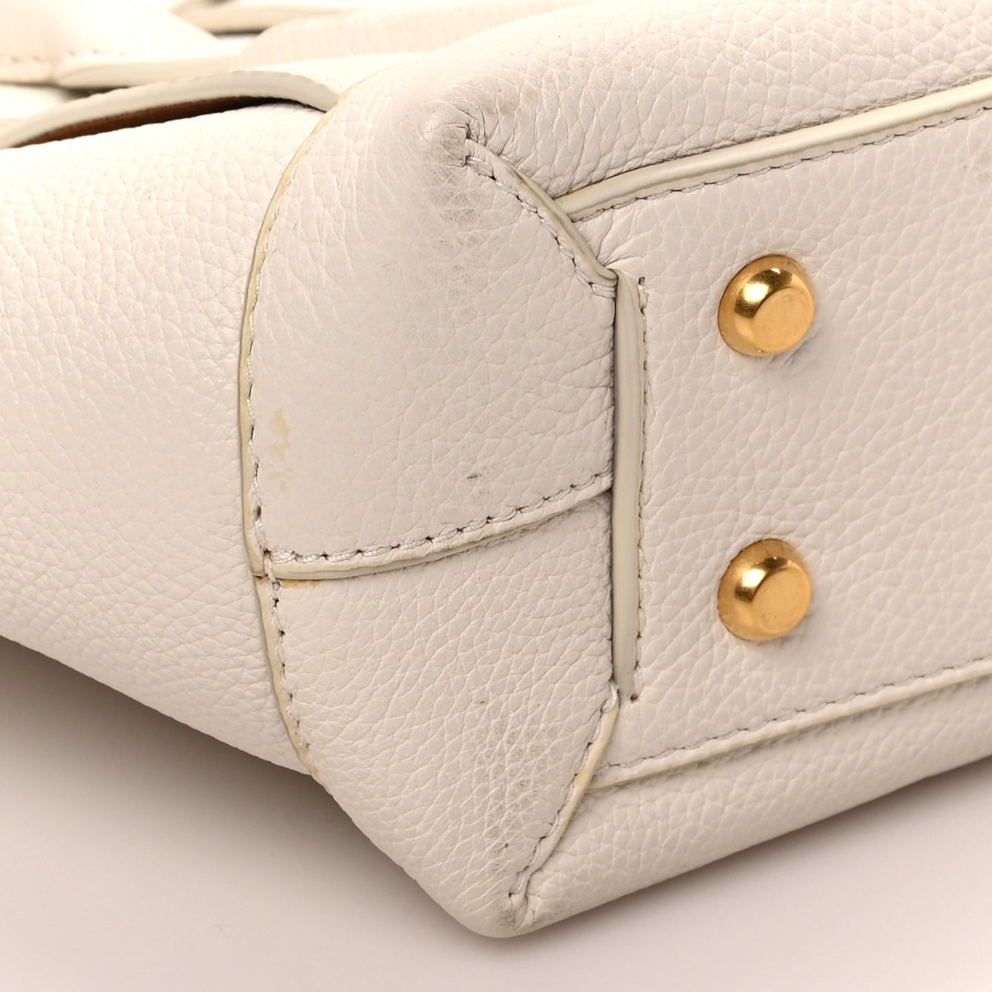 French Calfskin Maxi Intrecciato Small Arco Bianco