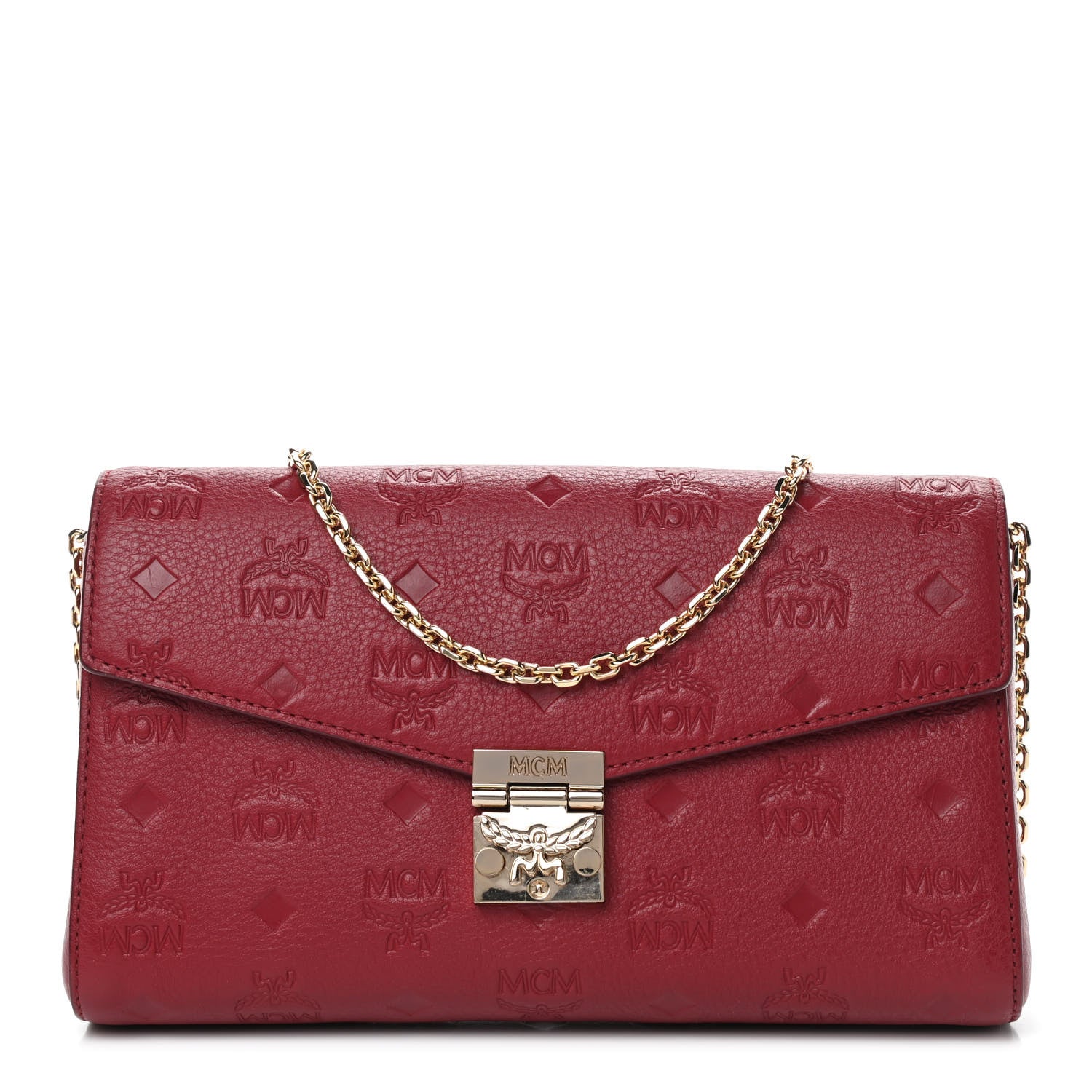 MCM Calfskin Ottomar Monogram Medium Millie Crossbody Bag Ruby Red 1 of 7