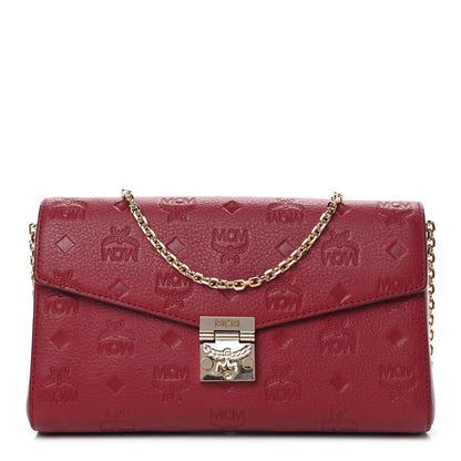 MCM Calfskin Ottomar Monogram Medium Millie Crossbody Bag Ruby Red 1 of 7