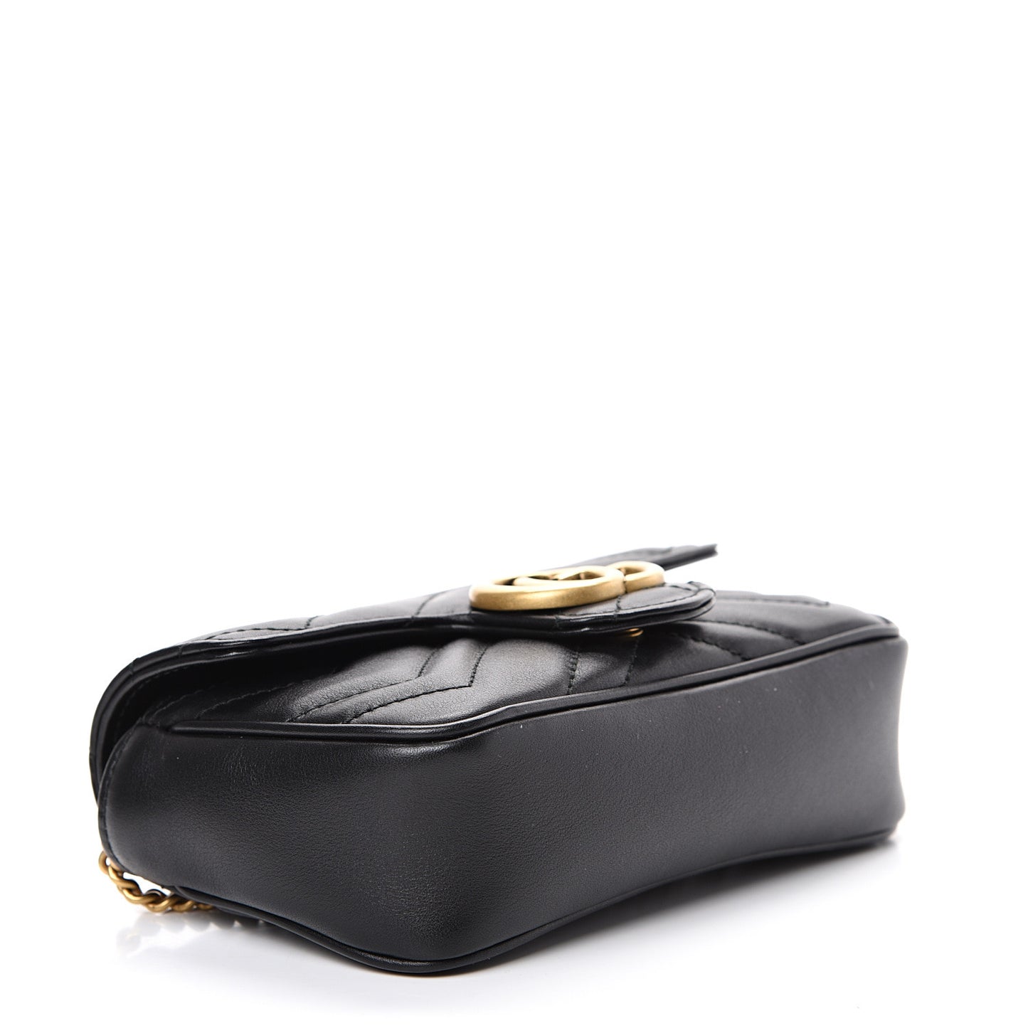 Calfskin Matelasse Super Mini GG Marmont Shoulder Bag Black