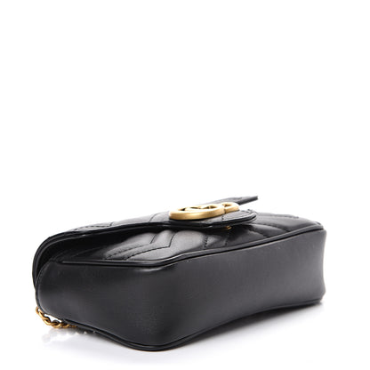 Gucci Calfskin Matelasse Super Mini GG Marmont Shoulder Bag Black 3 of 11