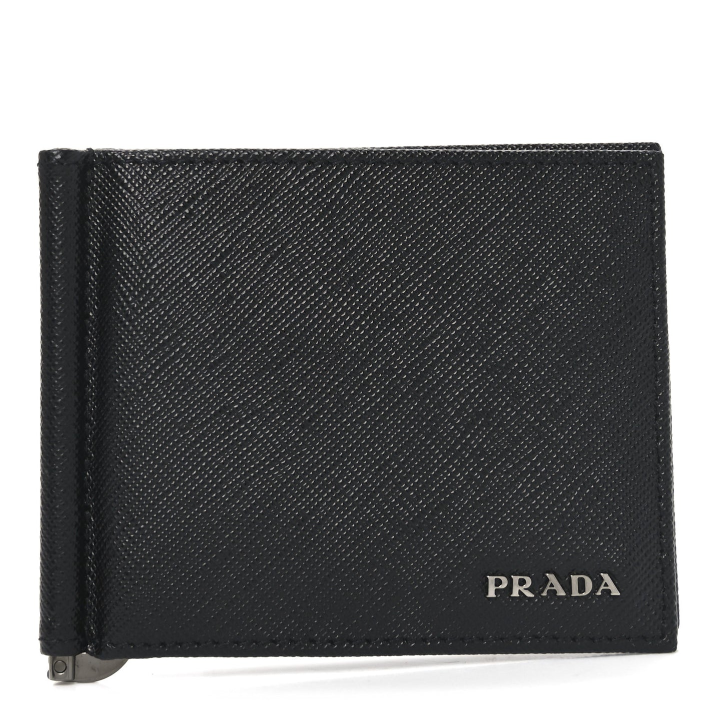 Saffiano Money Clip Bi-Fold Wallet Black