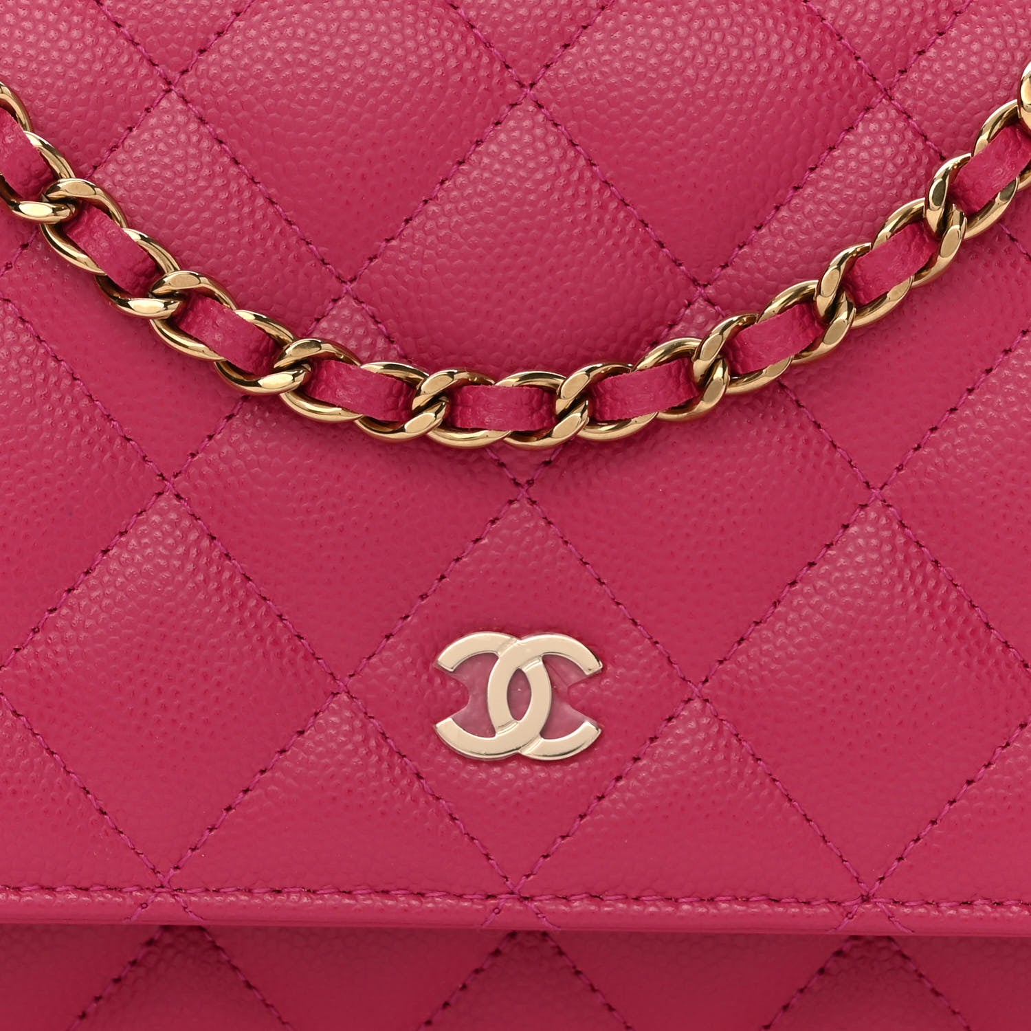 Chanel Caviar Quilted Wallet On Chain WOC Fuchsia 9 of 12