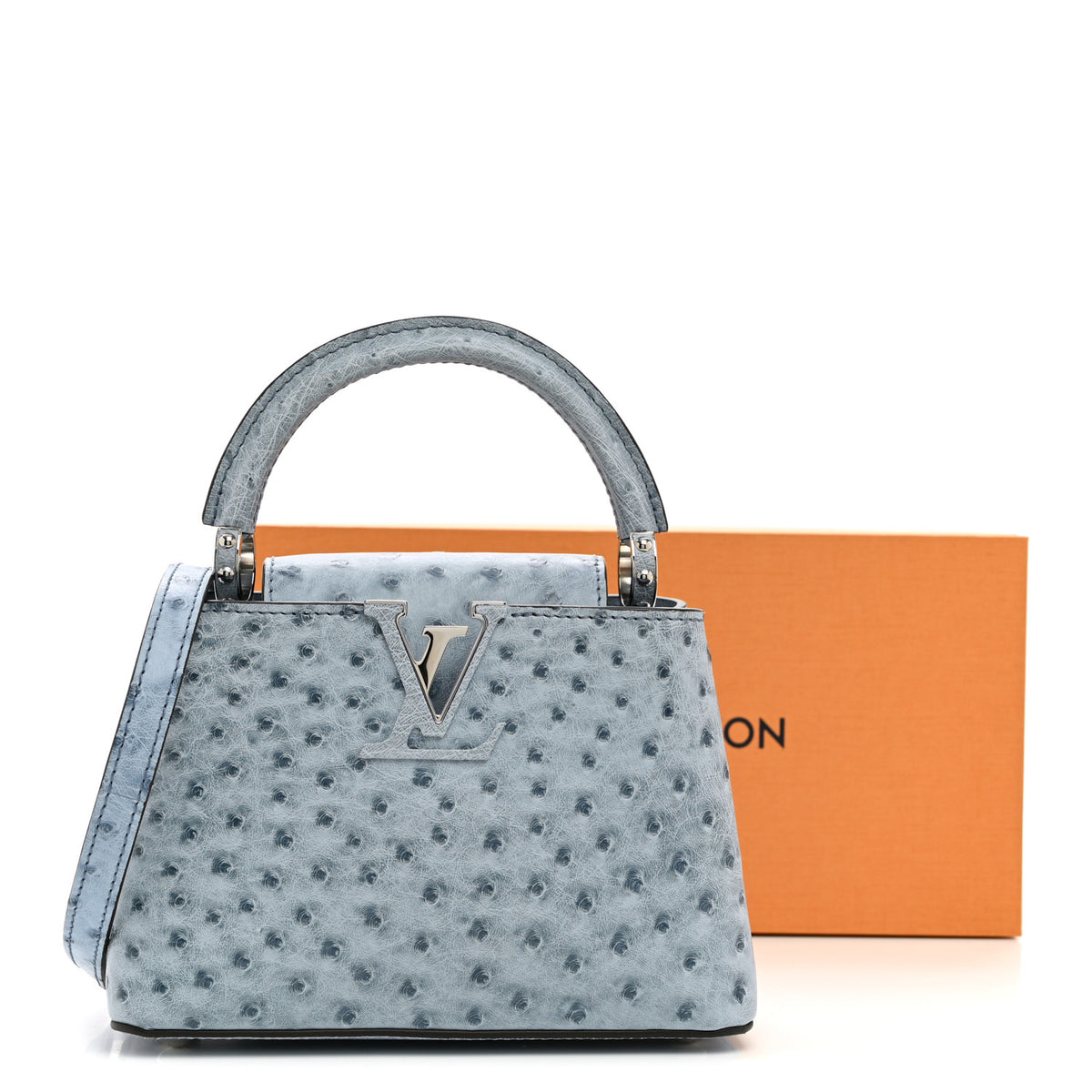 Louis Vuitton Ostrich Capucines Mini Blue Denim 10 of 10