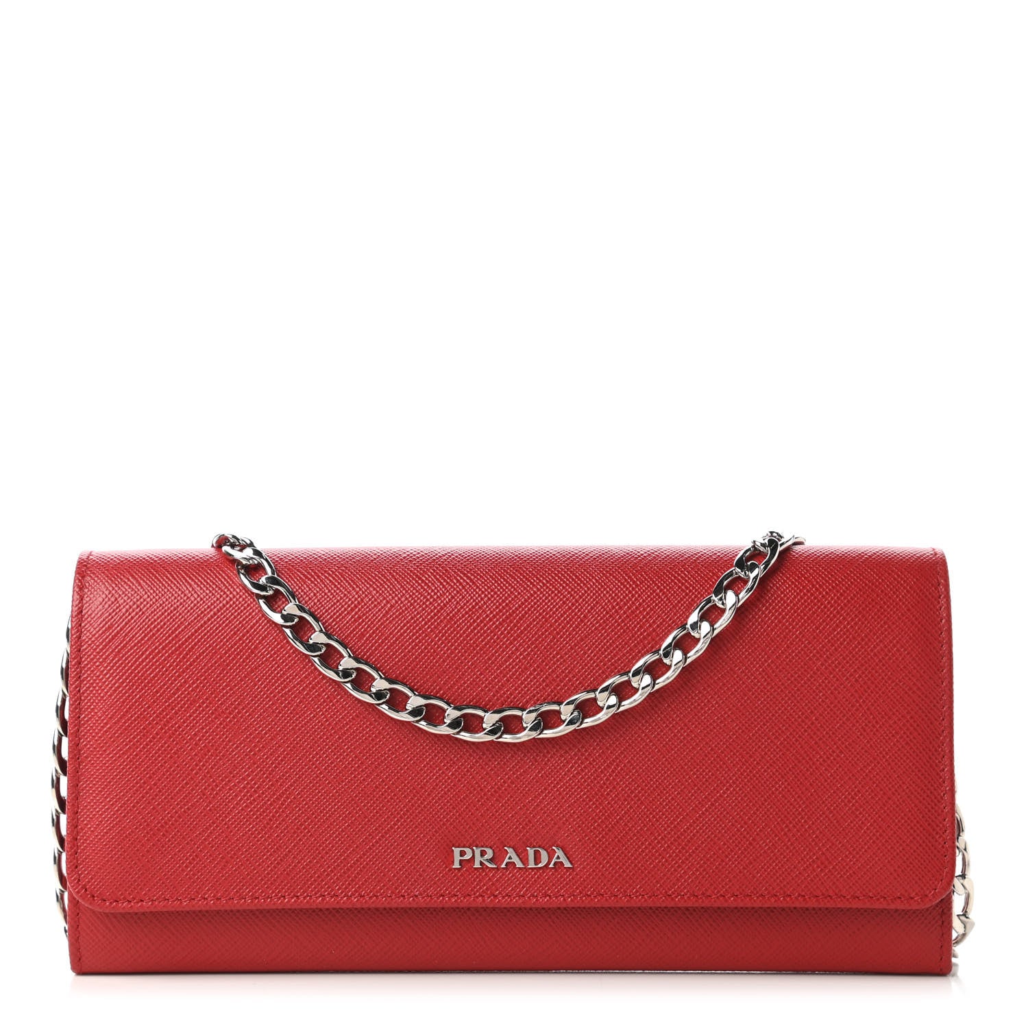 Prada Saffiano Bi-Color Wallet on Chain Fuoco Black 1 of 11