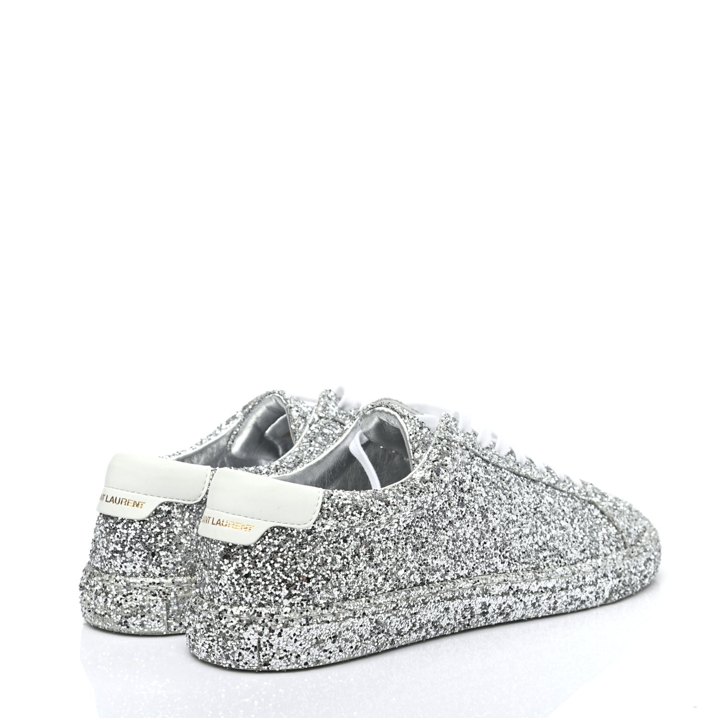 Calfskin Crystal Glitter Andy Sneakers 39 Silver