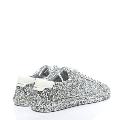 Saint Laurent Calfskin Crystal Glitter Andy Sneakers 39 Silver 7 of 16