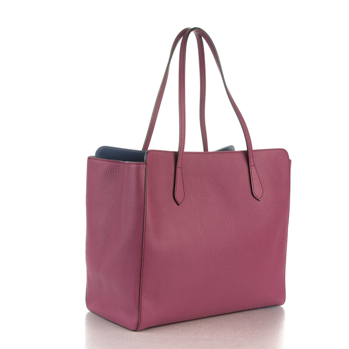 Dollar Calfskin Medium Swing Tote Peonia Flower Washed Blue