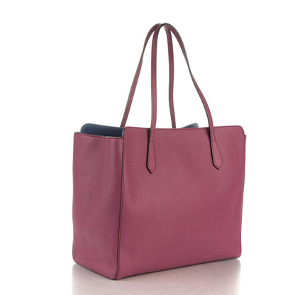 Gucci Dollar Calfskin Medium Swing Tote Peonia Flower Washed Blue 3 of 7