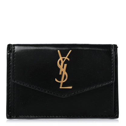 Saint Laurent Calfskin Uptown Monogram Card Case Black 1 of 4