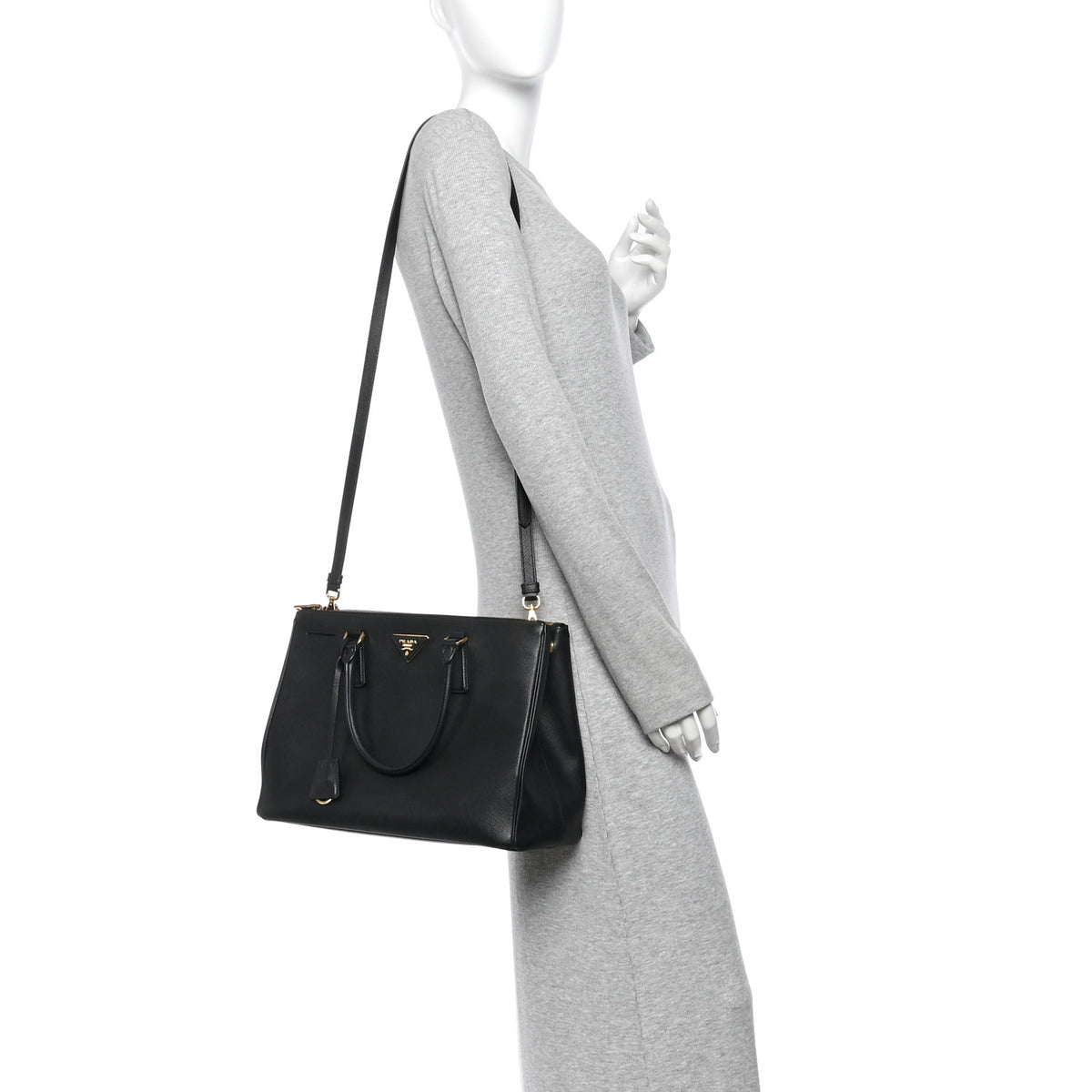 Prada Saffiano Lux Large Galleria Double Zip Tote Black 2 of 11