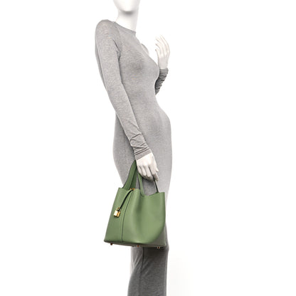 Hermes Taurillon Clemence Picotin Lock 22 MM Vert Criquet 2 of 11
