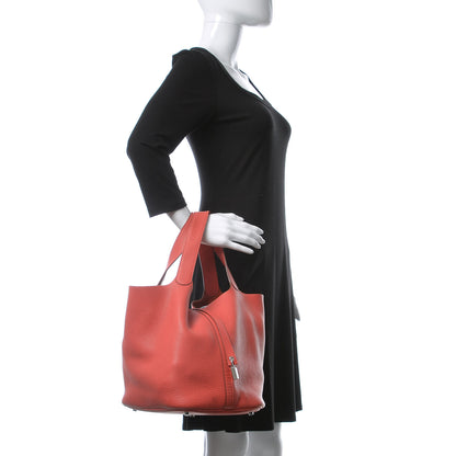 Hermes Taurillon Clemence Picotin Lock 26 GM Bougainvillea 2 of 13