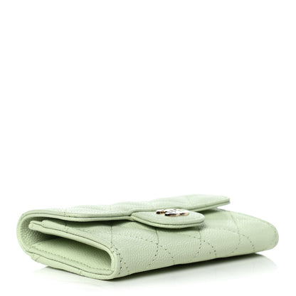 Chanel Caviar Quilted Flap Card Holder Wallet Light Green 12 of 12