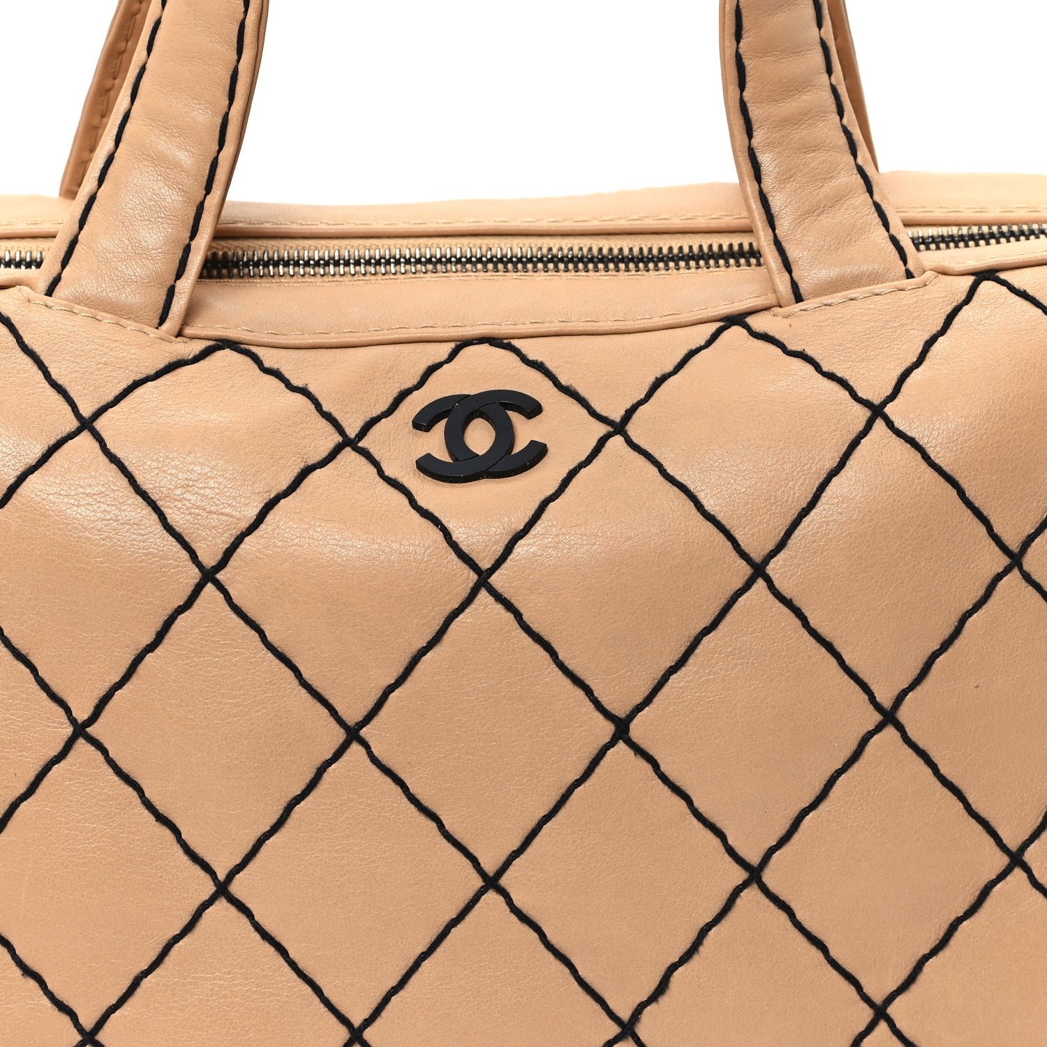 Chanel Calfskin Wild Stitch Top Handle Bag Beige 8 of 11