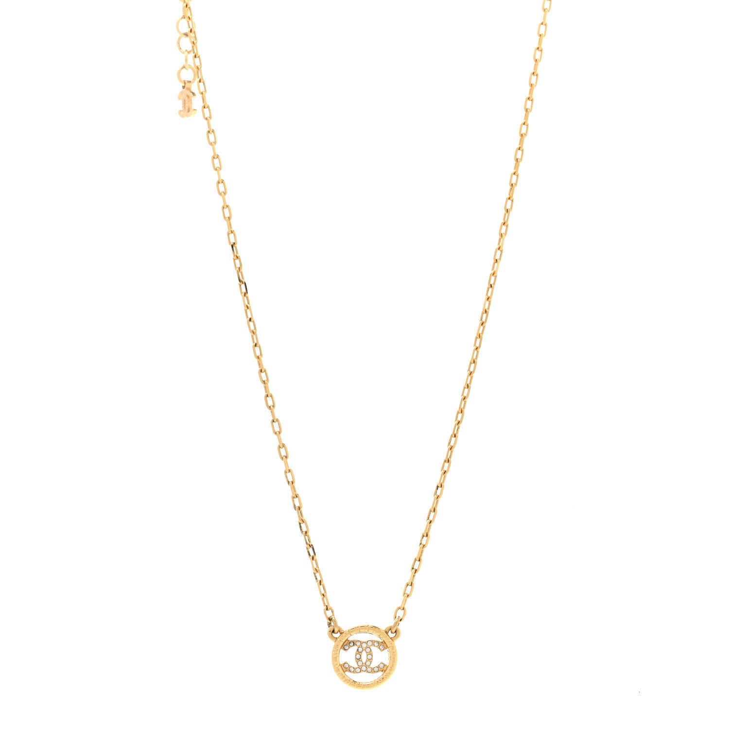Chanel Pearl Crystal CC Pendant Necklace Gold 1 of 7