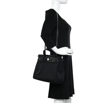 Hermes Military Toile Vache Hunter Herbag Zip PM 31 Black 2 of 12