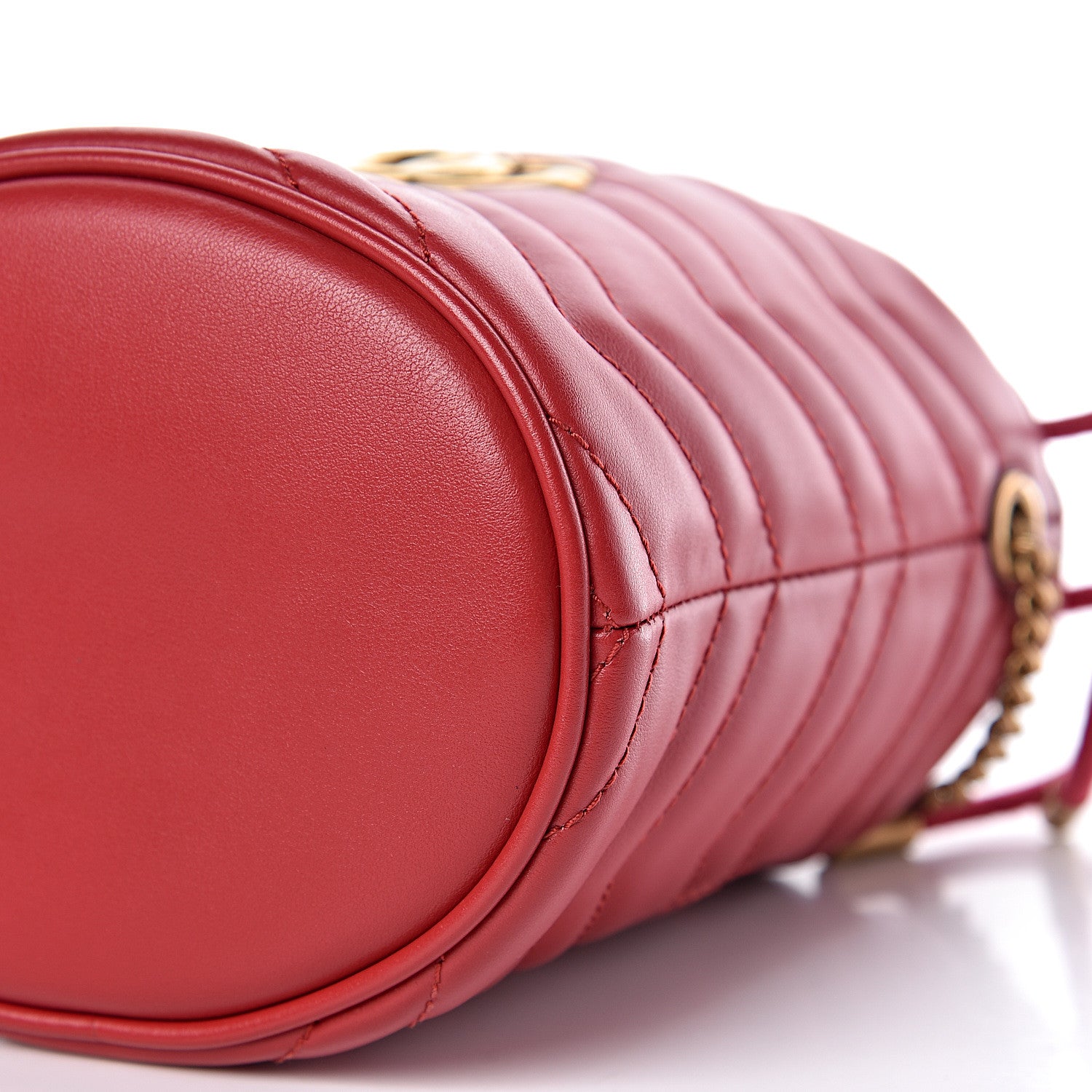 Gucci Calfskin Matelasse Mini GG Marmont 2.0 Bucket Bag Hibiscus Red 8 of 10