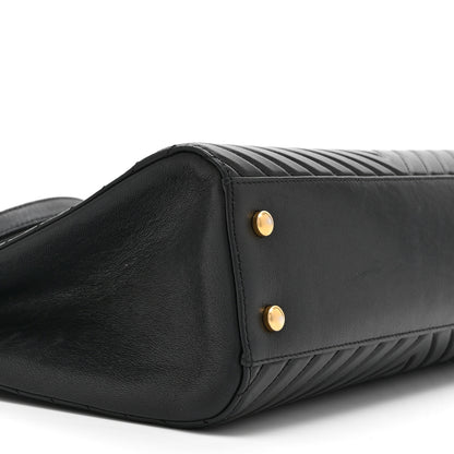 Chanel Shiny Sheepskin Chevron Quilted Collar and Tie Flap Black 9 of 10