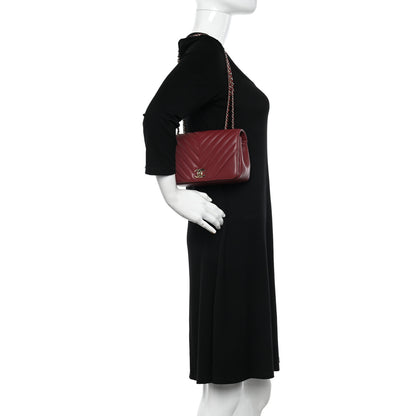 Chanel Calfskin Chevron Quilted Mini Statement Flap Burgundy 2 of 12