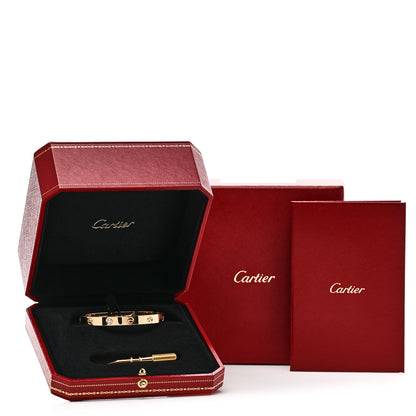 Cartier 18K Yellow Gold 4 Diamond LOVE Bracelet 17 10 of 10