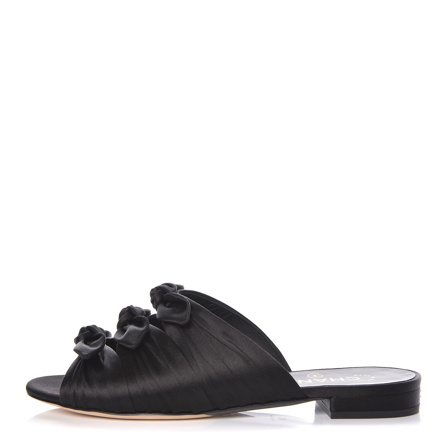 Chanel Satin Bow Mules 38 Black 1 of 10