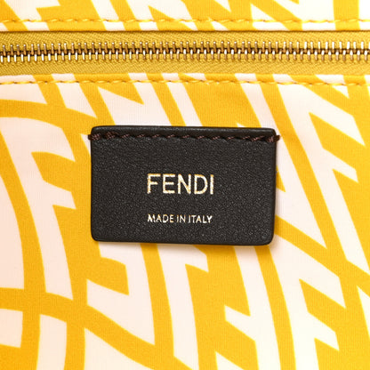 Fendi X SARAH COLEMAN Glazed Canvas Vitello King FF Vertigo Shopping Tote Bag Mimosa White 6 of 10
