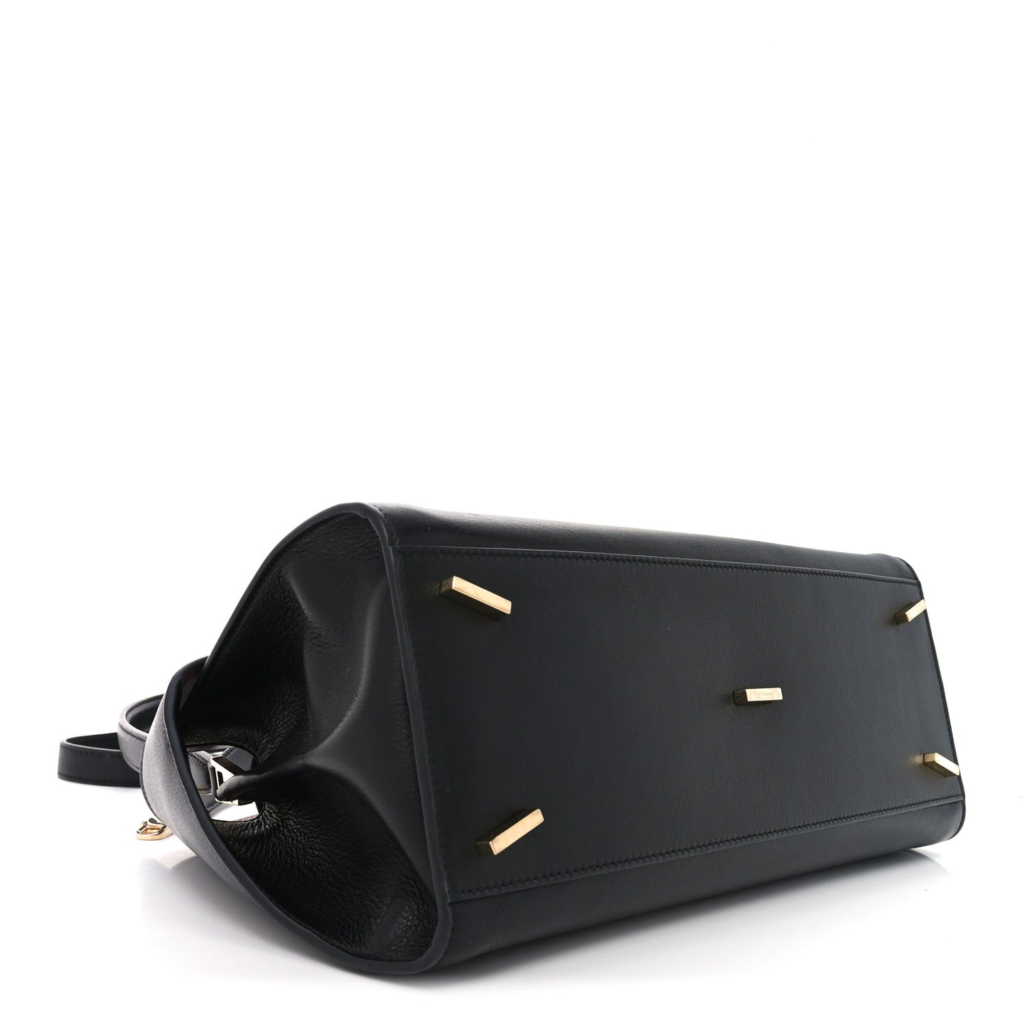 Calfskin Medium Hug Soft Bicolor Shoulder Bag Black Borgogna