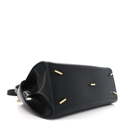 Salvatore Ferragamo Calfskin Medium Hug Soft Bicolor Shoulder Bag Black Borgogna 4 of 9