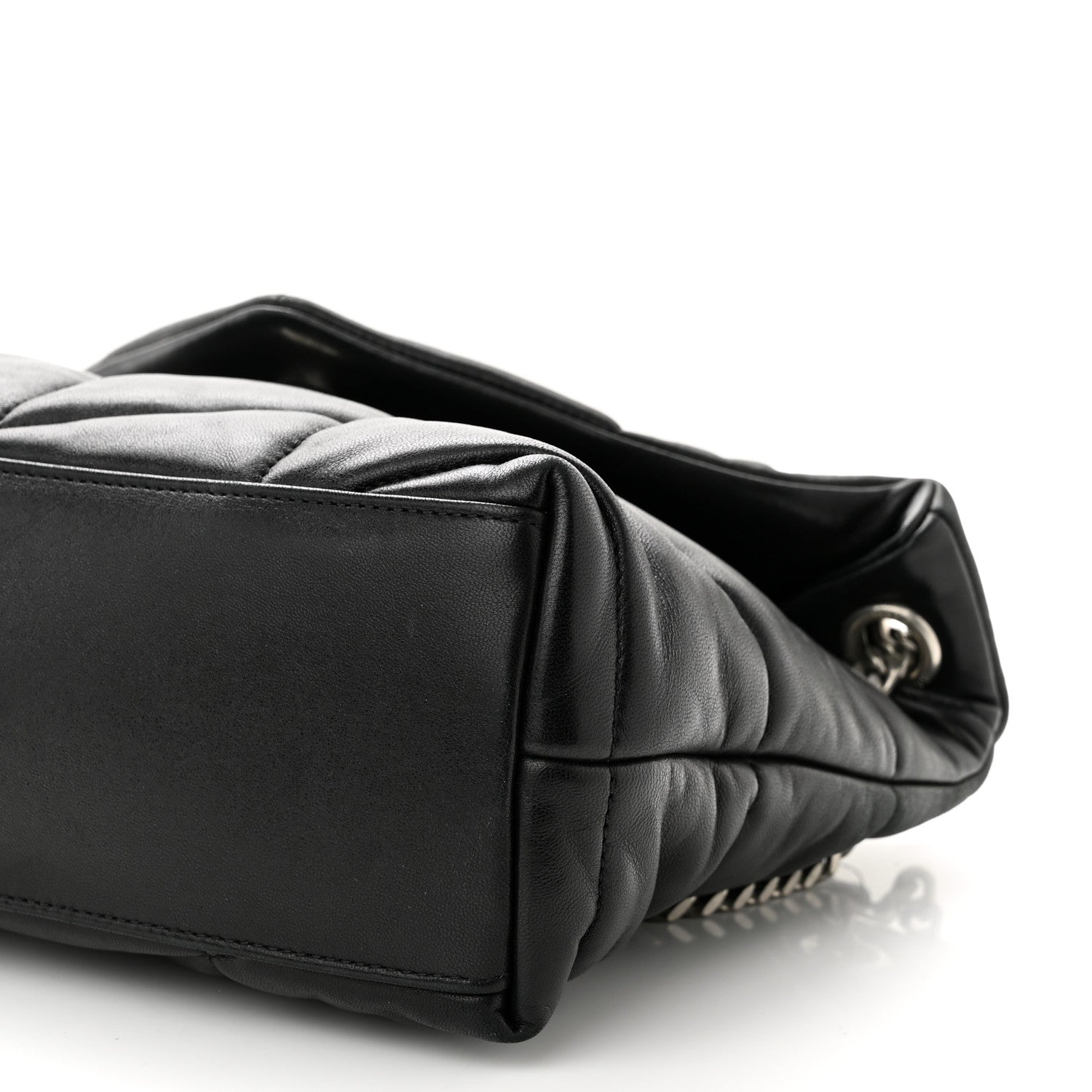 Saint Laurent Lambskin Quilted Small Loulou Puffer Monogram Chain Satchel Black 9 of 9