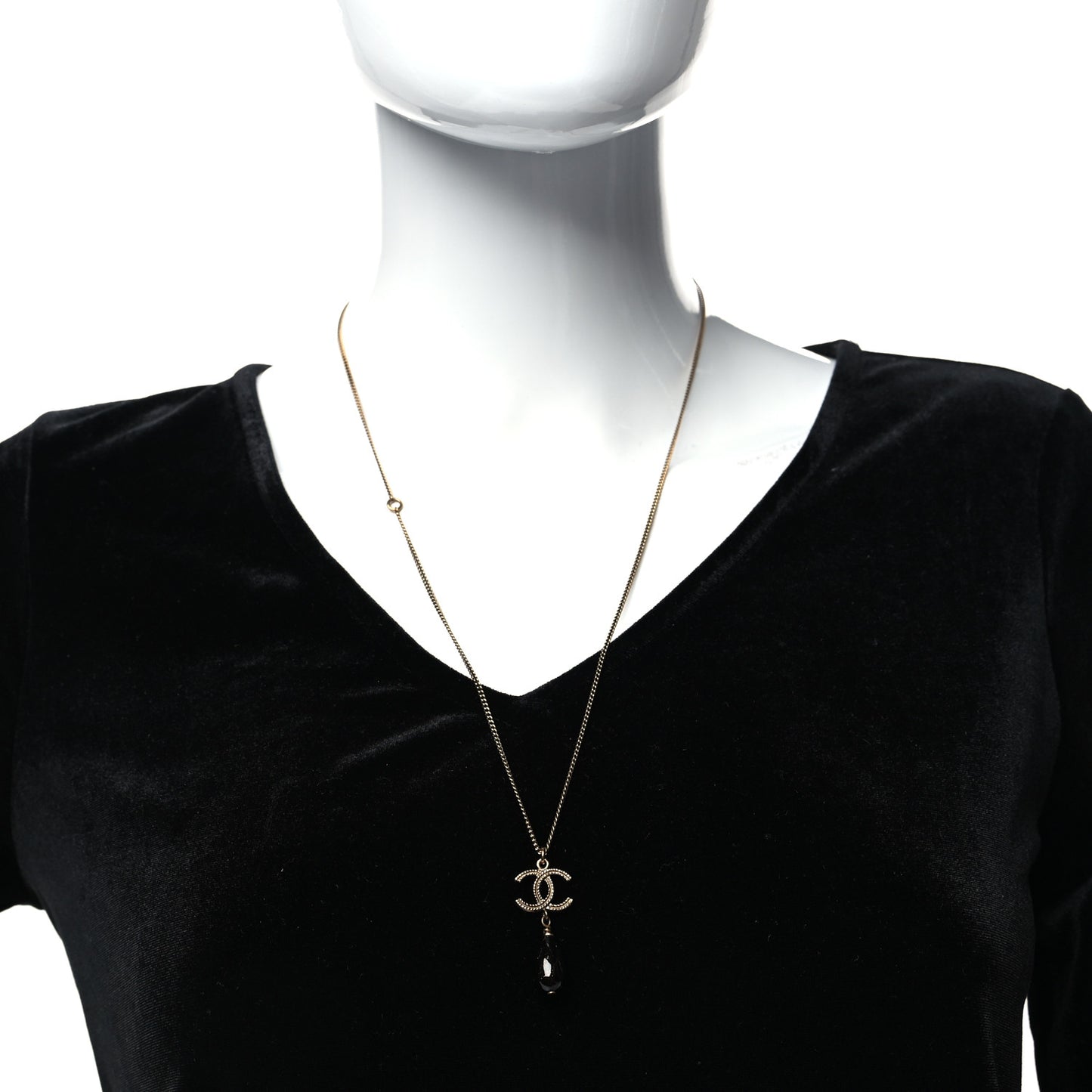 Resin CC Drop Necklace Gold Black