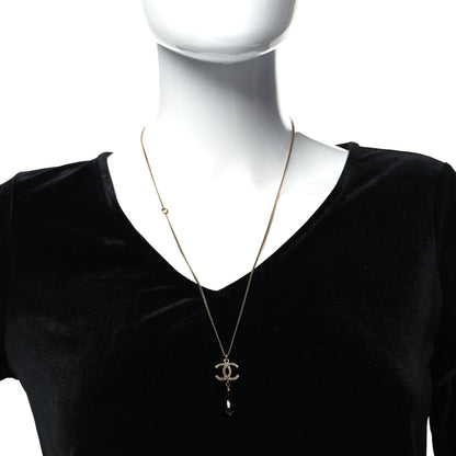 Chanel Resin CC Drop Necklace Gold Black 2 of 5