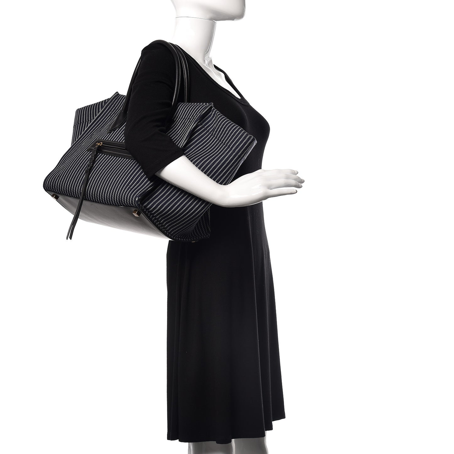 Cotton Canvas Striped Medium Phantom Luggage Navy White