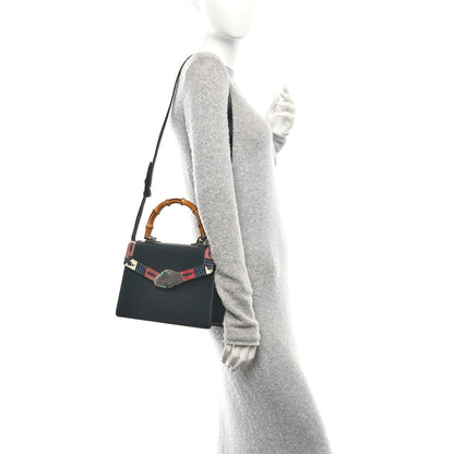 Gucci Calfskin Snakeskin Small Lilith Top Handle Bag Black 2 of 10