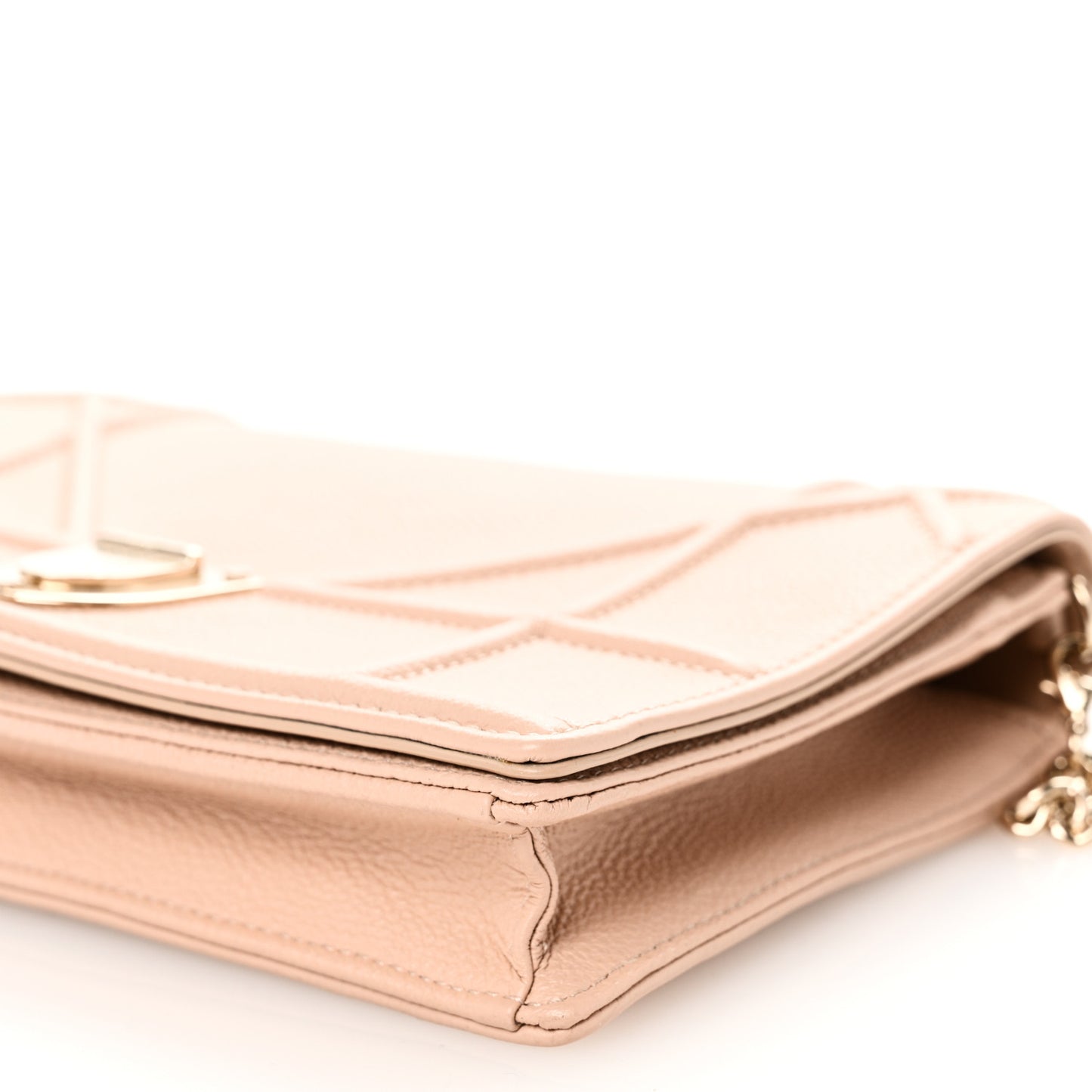 Grained Calfskin Diorama Wallet on Chain Pouch Nude