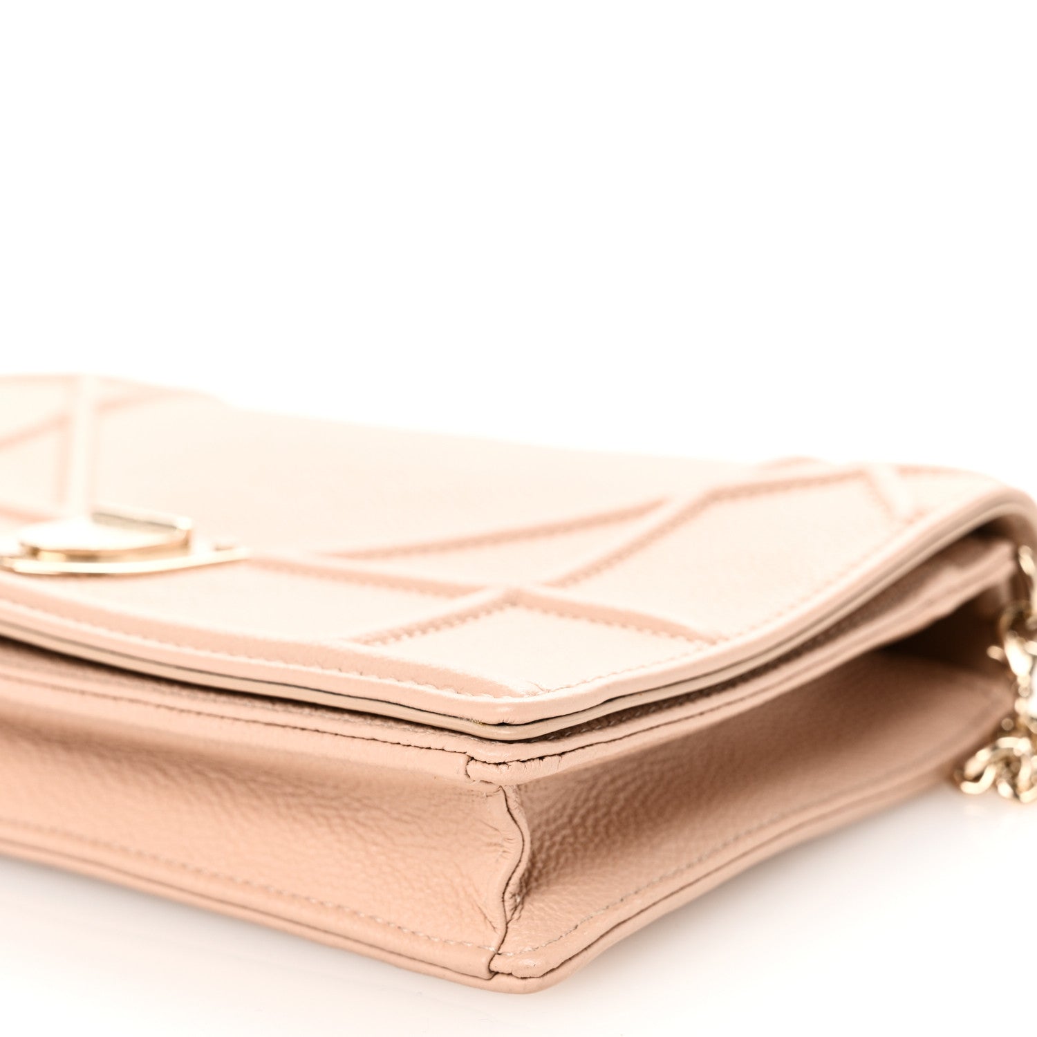 Christian Dior Grained Calfskin Diorama Wallet on Chain Pouch Nude 10 of 10