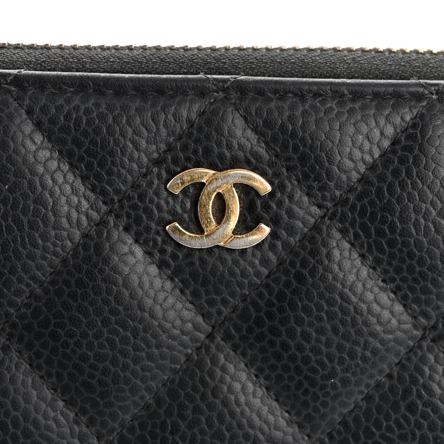 Caviar Quilted Large Gusset Zip Around Wallet Black