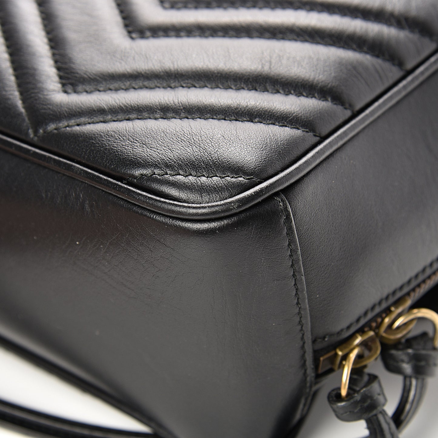 Calfskin Matelasse Sylvie Web Small GG Marmont Top Handle Shoulder Bag Black