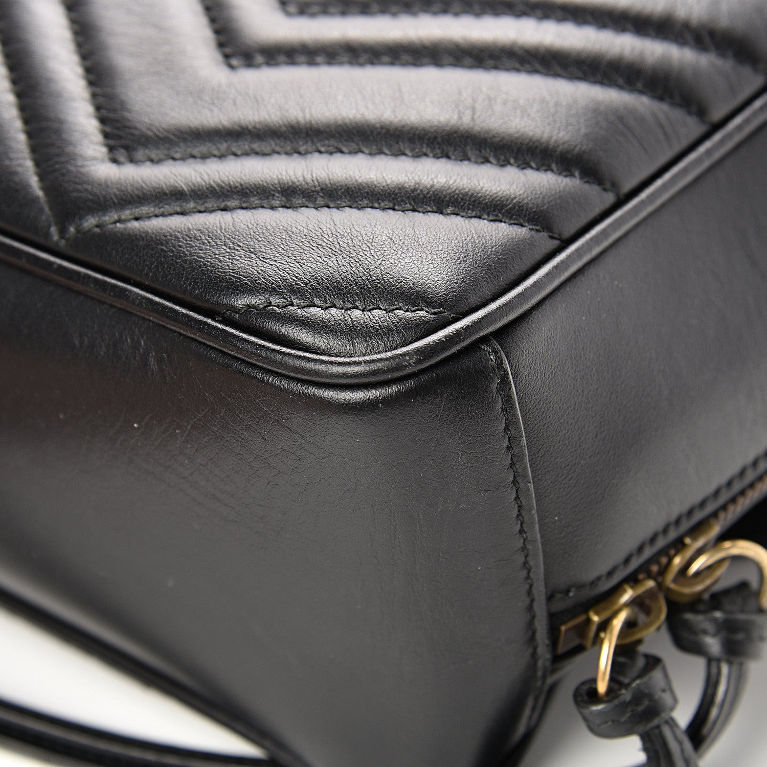 Gucci Calfskin Matelasse Sylvie Web Small GG Marmont Top Handle Shoulder Bag Black 10 of 16
