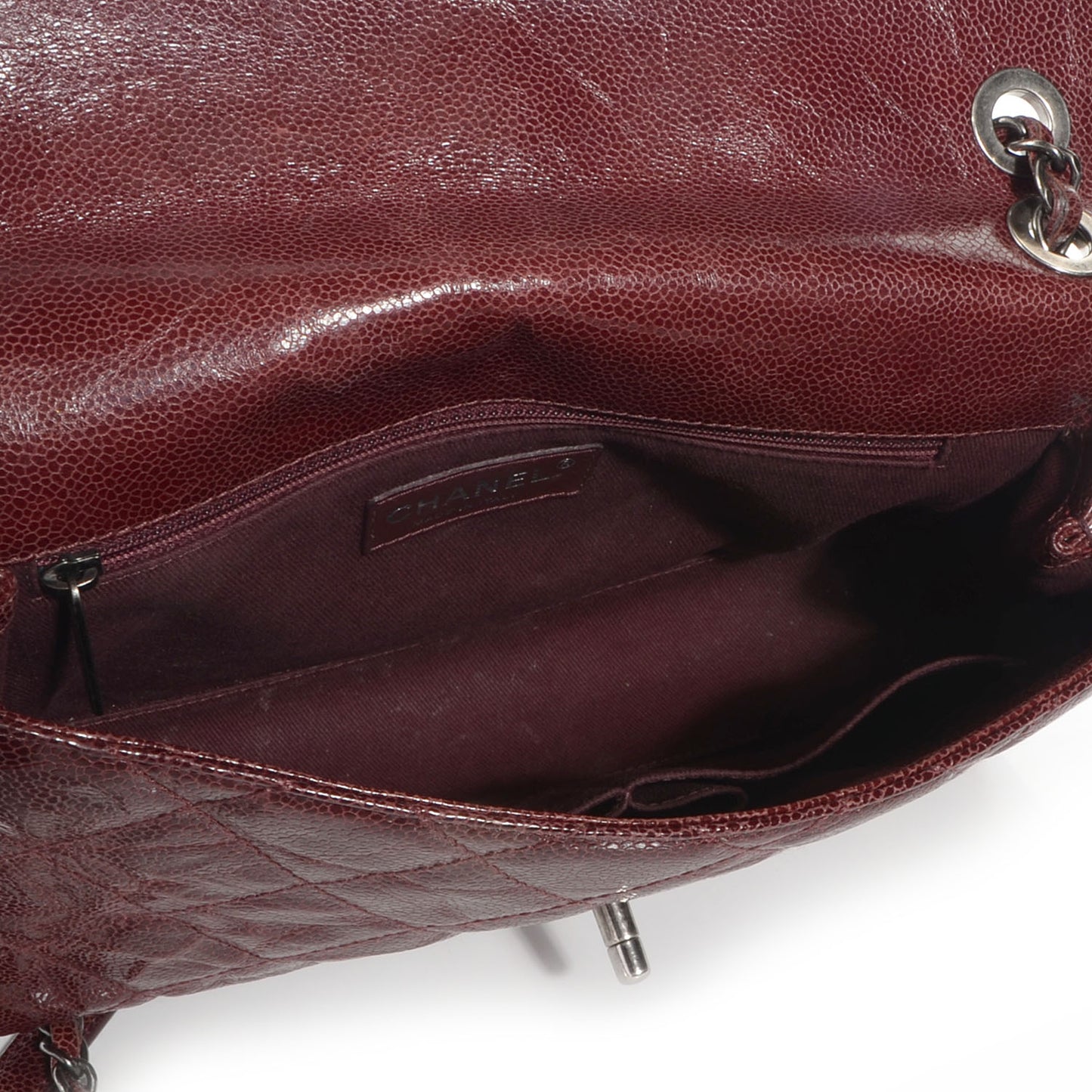Crumpled Grained Calfskin Medium CC Crave Flap Bordeaux