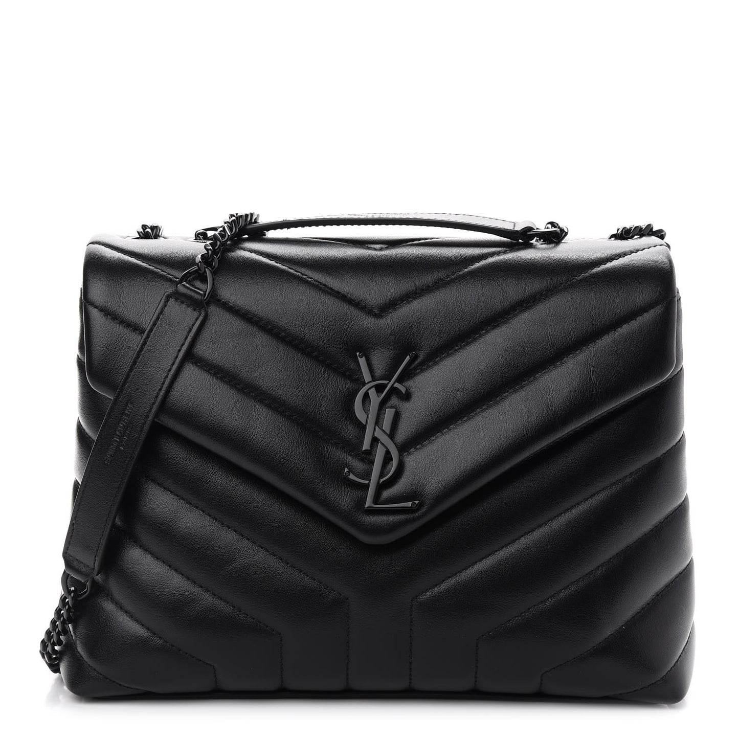 Calfskin Y Quilted Monogram Small Loulou Chain Satchel Black