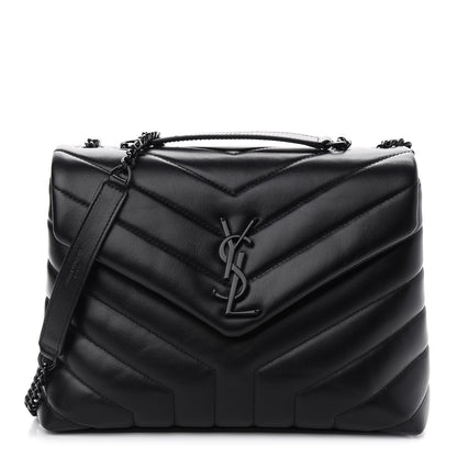 Saint Laurent Calfskin Y Quilted Monogram Small Loulou Chain Satchel Black 1 of 10