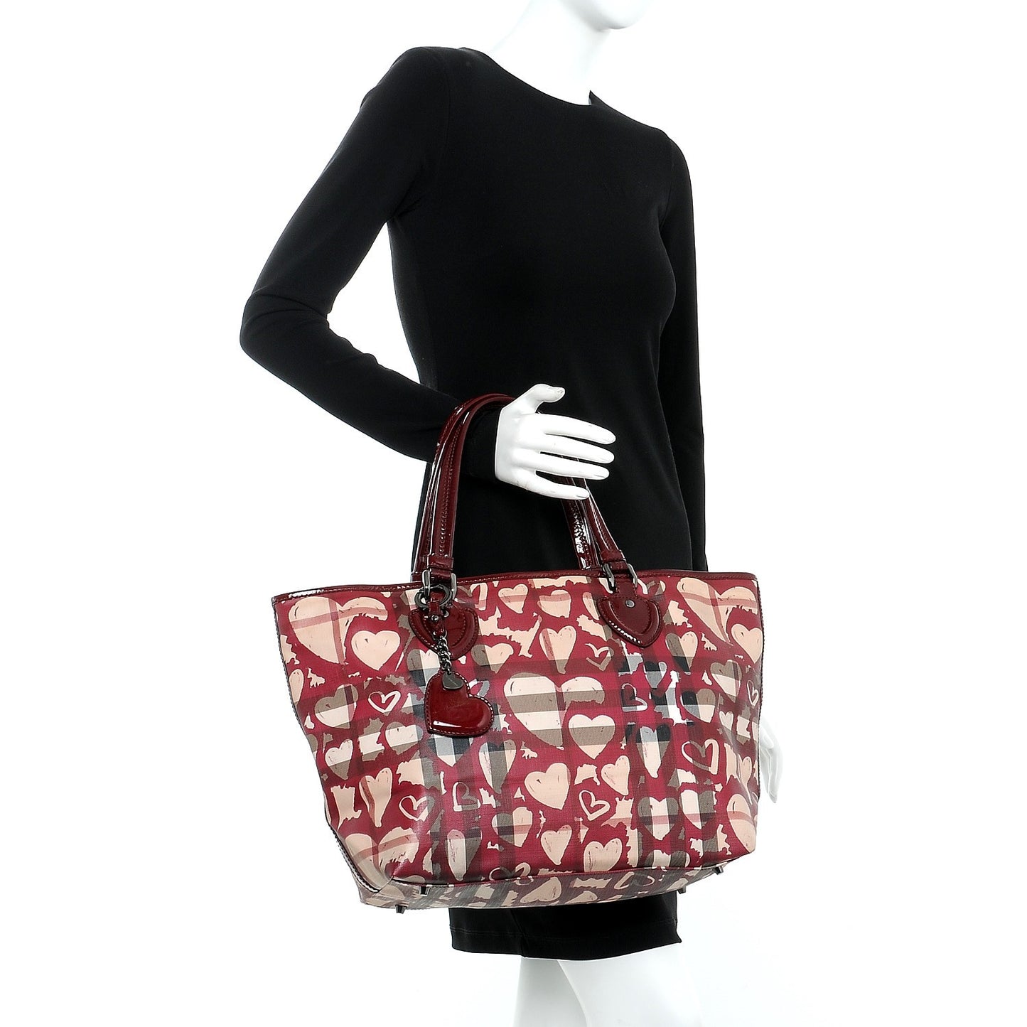 Nova Check Heart Tote Red