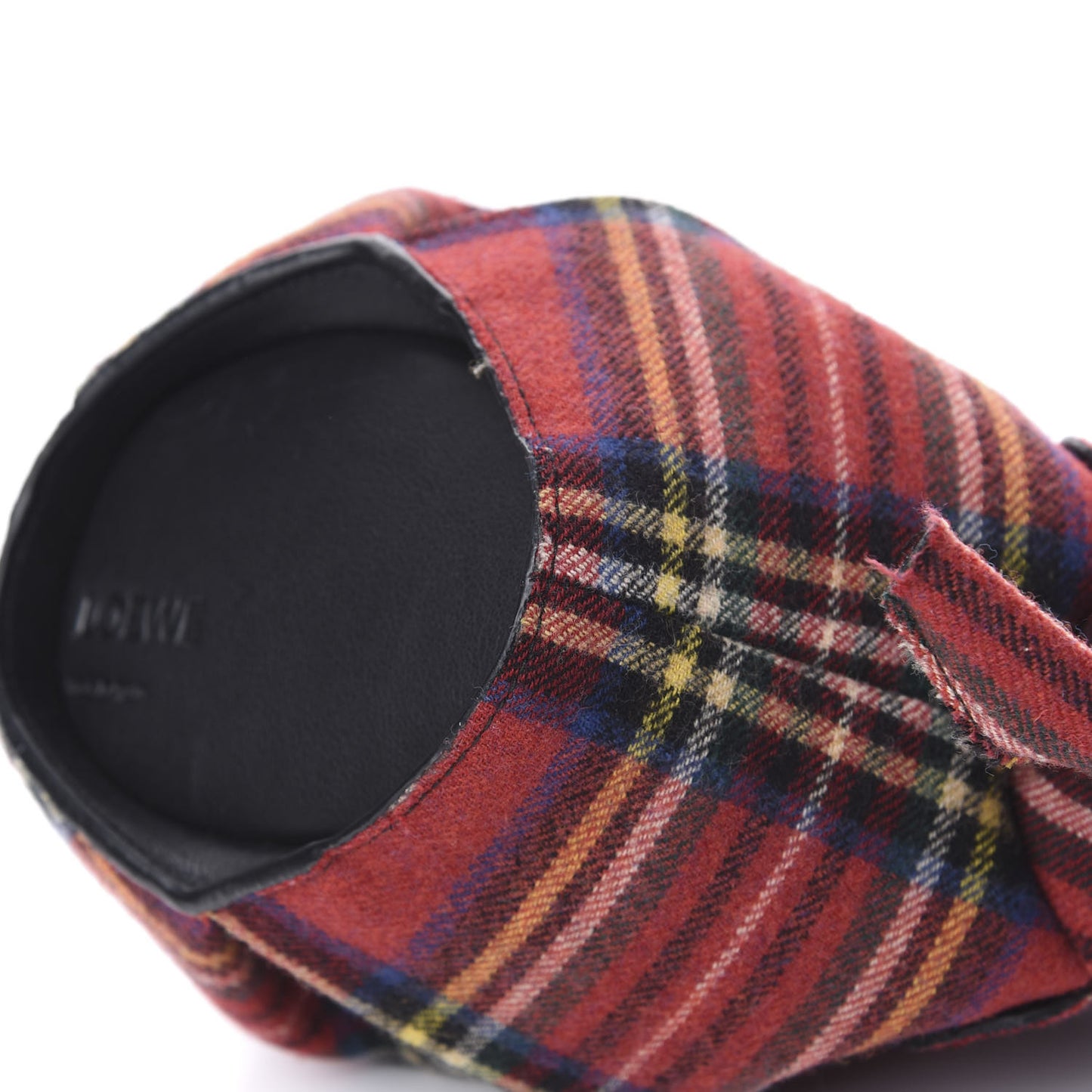 Wool Calfskin Mini Elephant Crossbody Bag Red Tartan