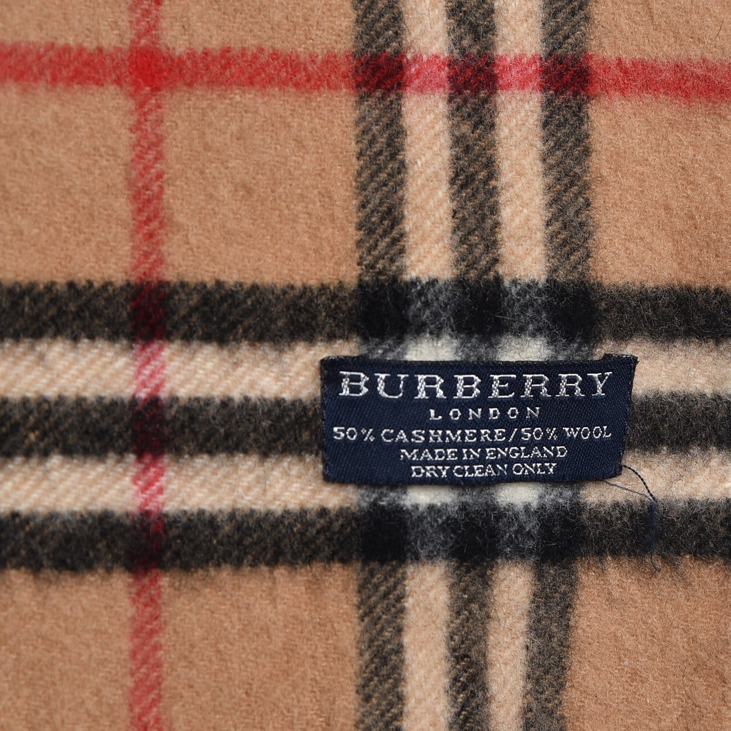 Cashmere Wool Nova Check Fringe Scarf Camel