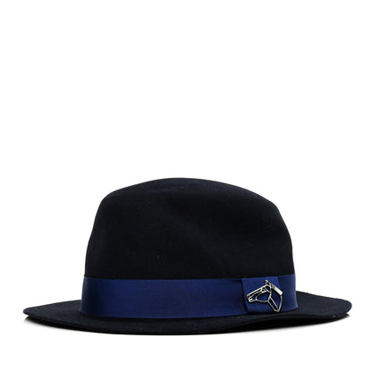Hermes Rabbit Felt Silk Lucky Charms Hat 58 Marine 1 of 4
