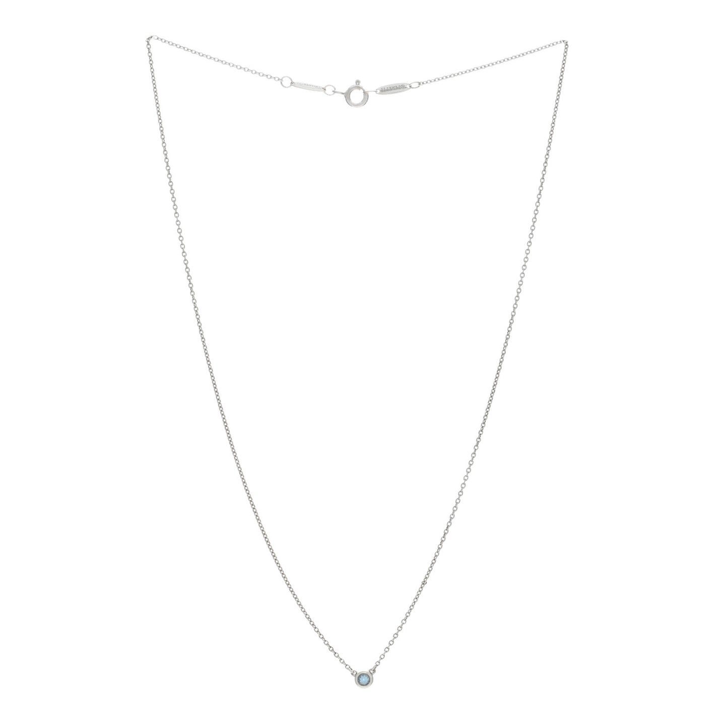 Sterling Silver Aquamarine .06ct Elsa Peretti Color By The Yard Pendant Necklace