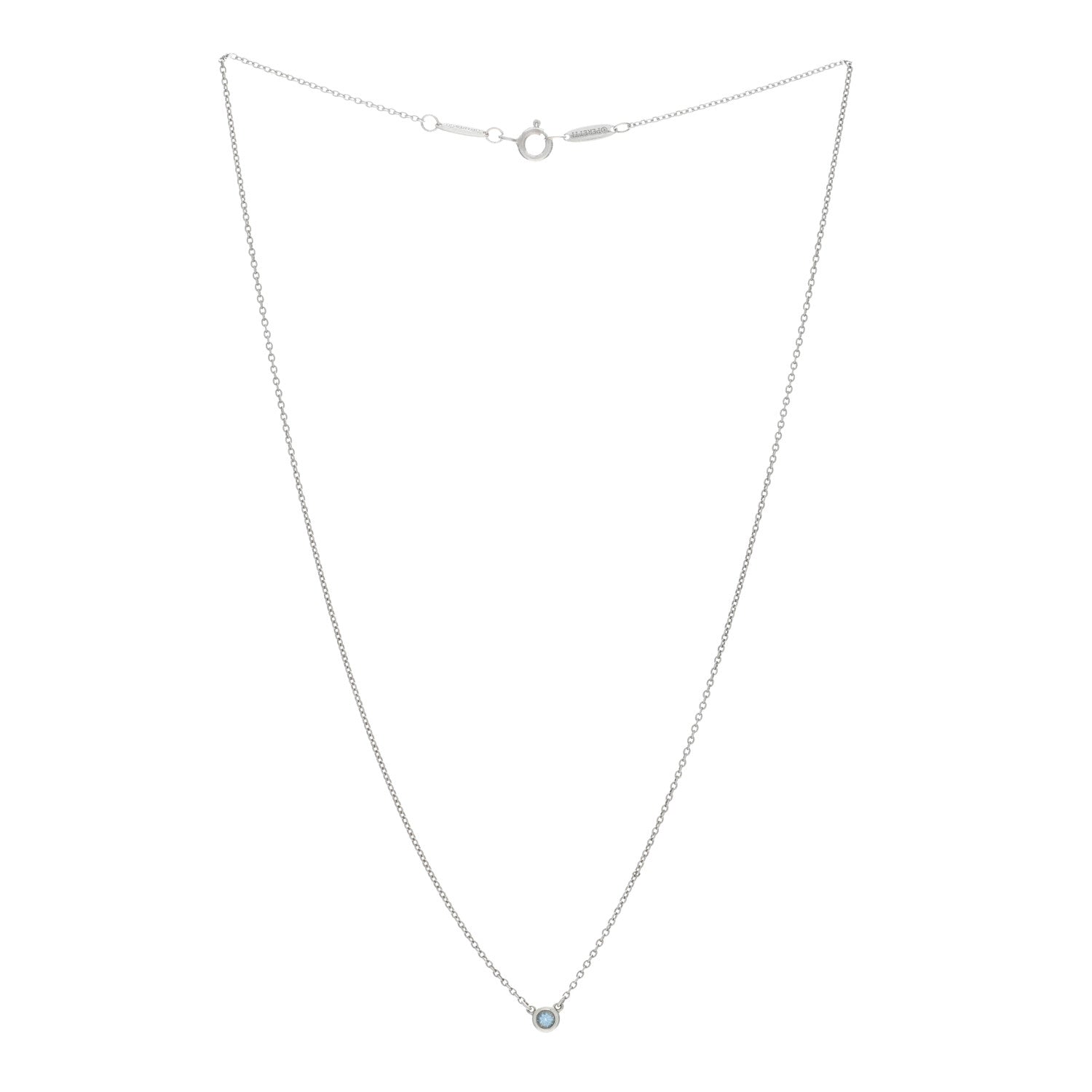 Tiffany Sterling Silver Aquamarine .06ct Elsa Peretti Color By The Yard Pendant Necklace 2 of 4