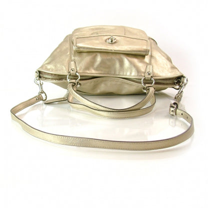 FASHIONPHILE COACHLeatherLEAHBagMetallicGold 4 of 9