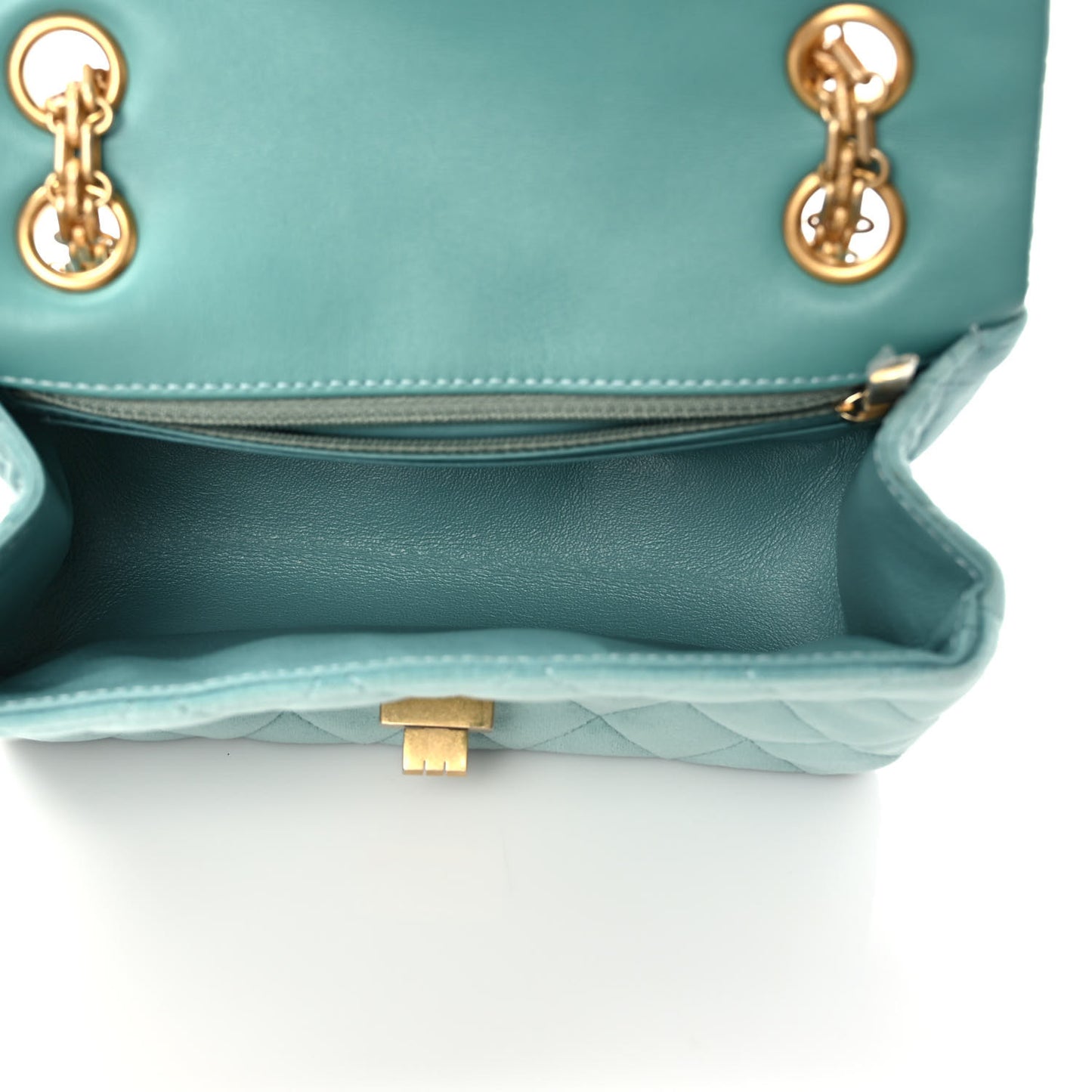 Velvet Quilted Mini 2.55 Reissue Flap Light Blue